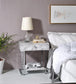 ACME Wither Accent Table, White Printed Faux Marble & Chrome Finish FredCo