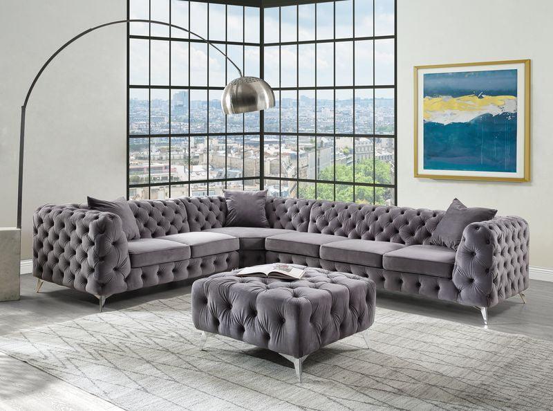ACME Wugtyx Sectional - Ottoman, Dark GrayVelvet FredCo