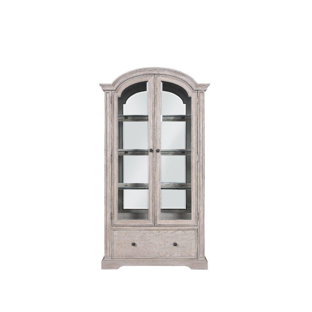 ACME Wynsor Curio Cabinet, Antique Champagne FredCo