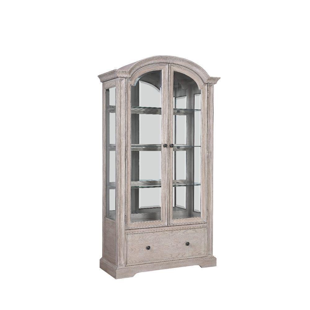 ACME Wynsor Curio Cabinet, Antique Champagne FredCo