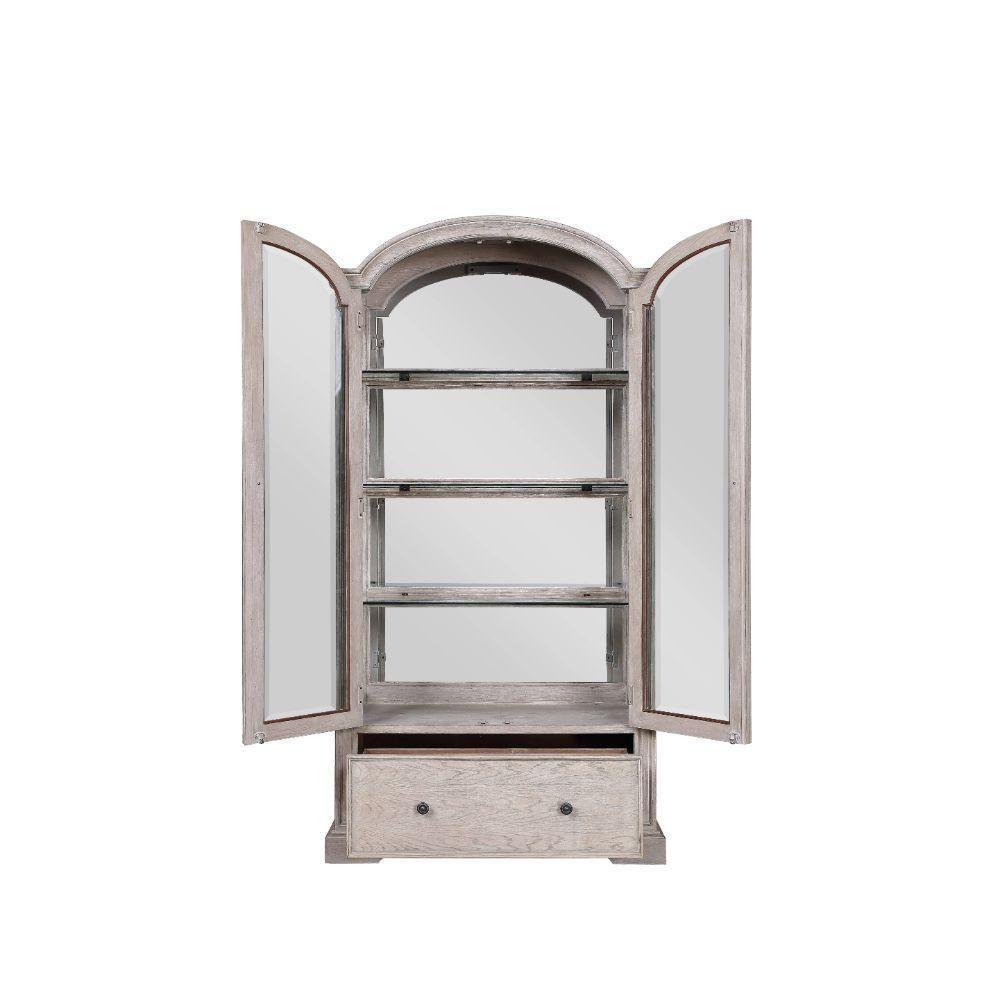 ACME Wynsor Curio Cabinet, Antique Champagne FredCo