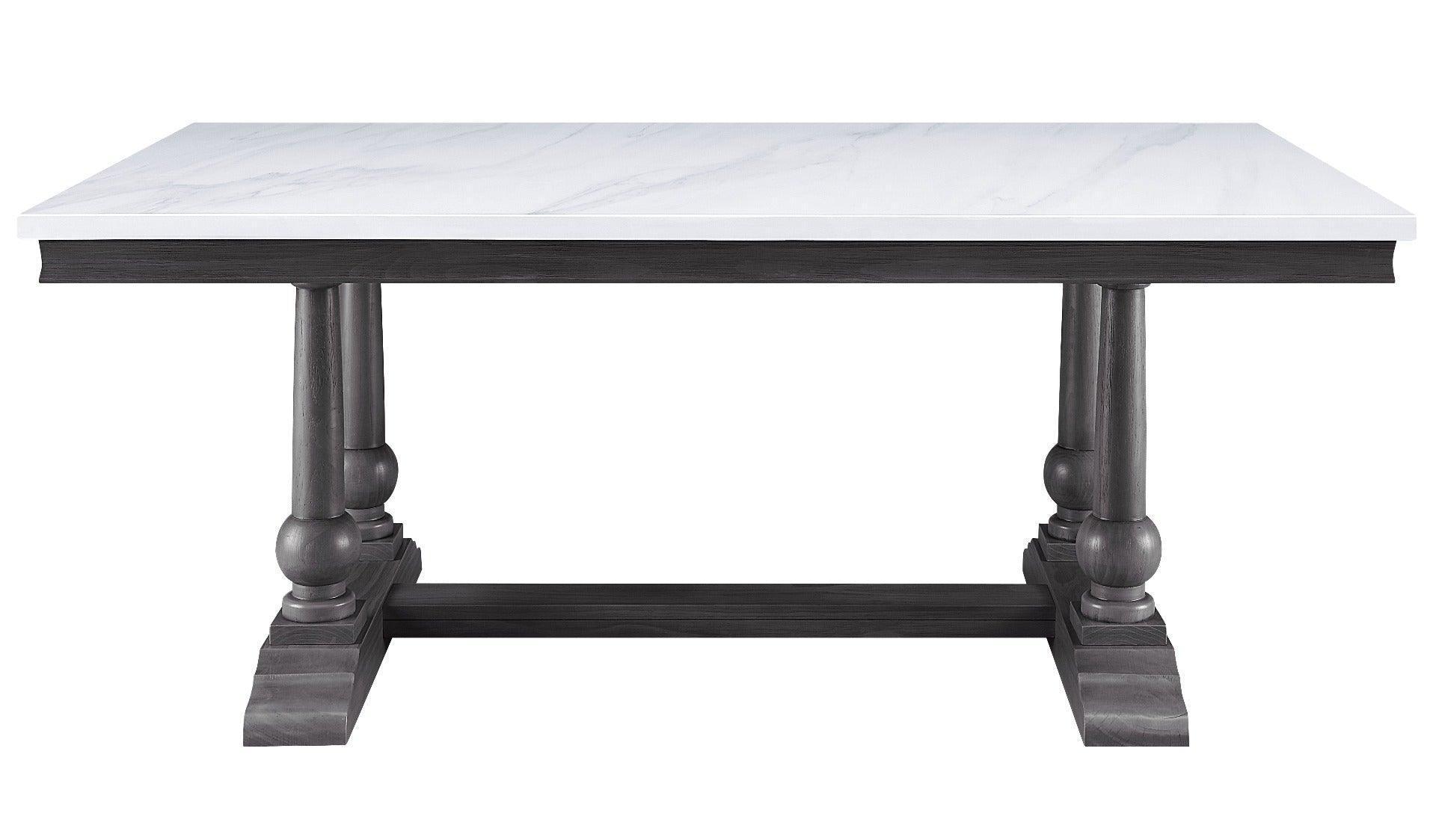 ACME Yabeina Dining Table , Marble Top & Gray Oak Finish FredCo