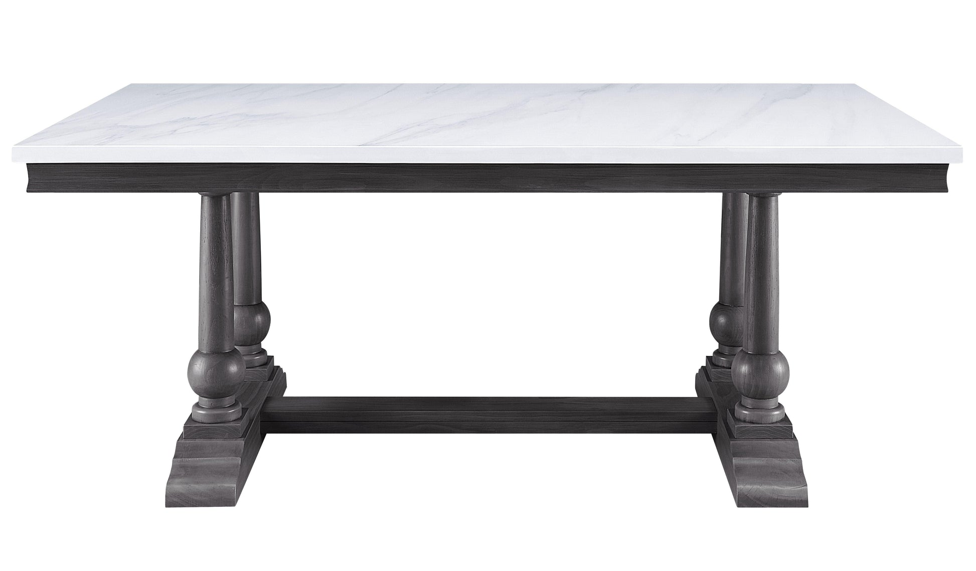 ACME Yabeina Dining Table , Marble Top & Gray Oak Finish FredCo