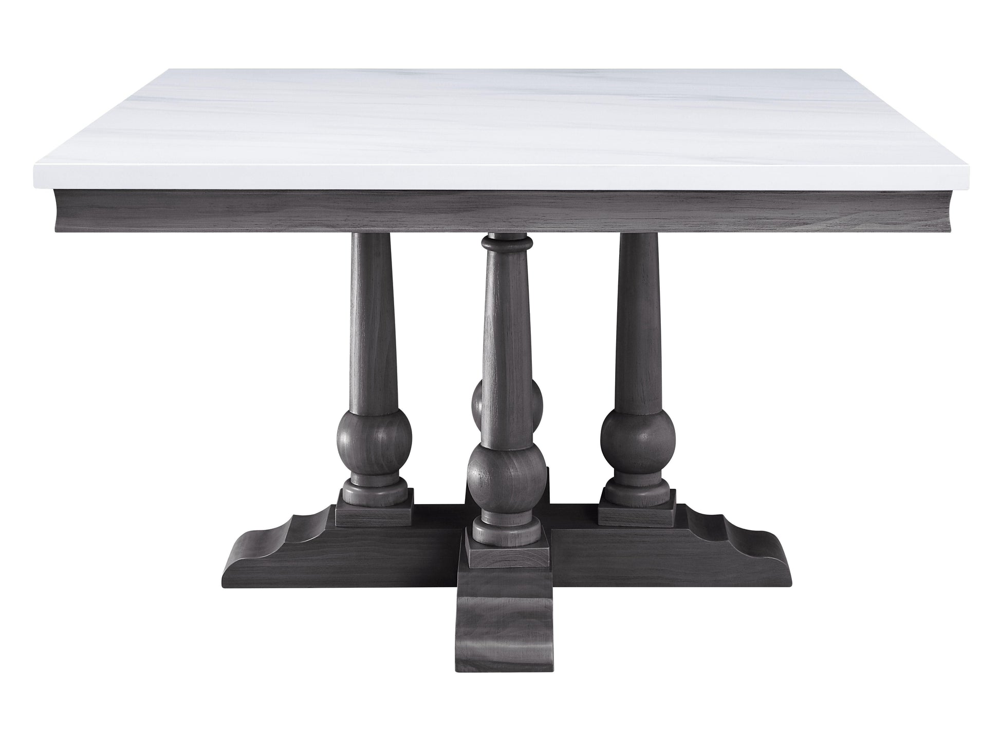 ACME Yabeina Square Dining Table , Marble Top & Gray Oak Finish FredCo