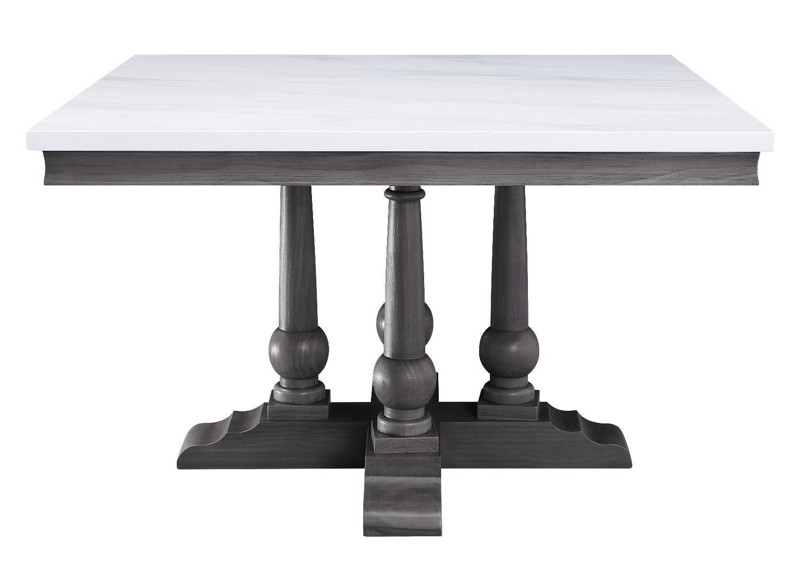 ACME Yabeina Square Dining Table , Marble Top & Gray Oak Finish FredCo