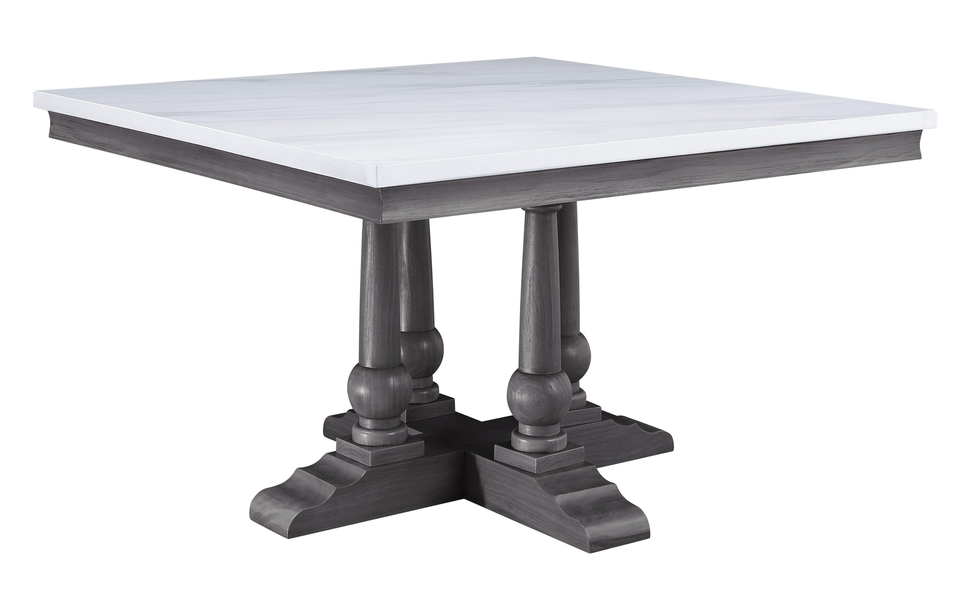 ACME Yabeina Square Dining Table , Marble Top & Gray Oak Finish FredCo