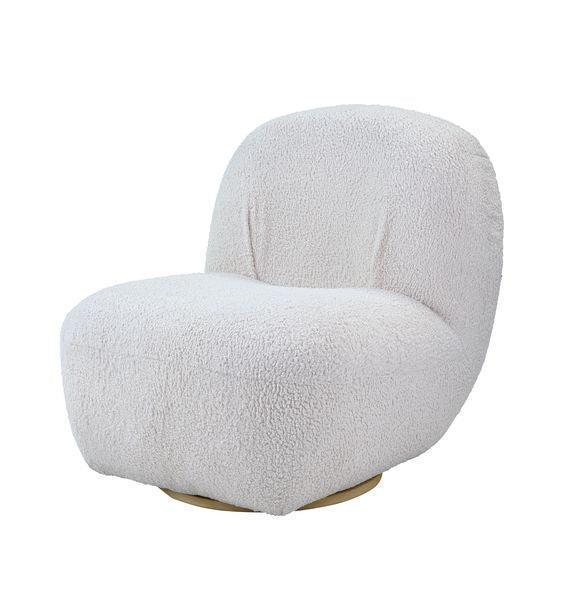ACME Yedaid Accent Chair w/Swivel, White Teddy Sherpa FredCo