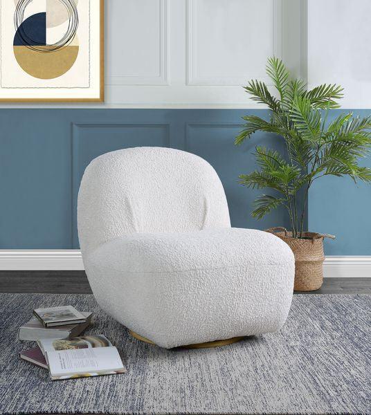 ACME Yedaid Accent Chair w/Swivel, White Teddy Sherpa FredCo