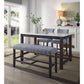 ACME Yelena Counter Height Bench, Fabric & Weathered Espresso FredCo
