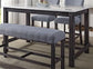 ACME Yelena Counter Height Bench, Fabric & Weathered Espresso FredCo