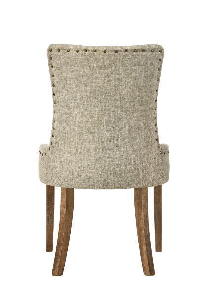 ACME Yotam Side Chair, Beige Fabric & Salvaged Oak Finish FredCo