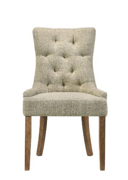 ACME Yotam Side Chair, Beige Fabric & Salvaged Oak Finish FredCo