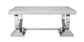 ACME Zander Dining Table, White Printed Faux Marble & Mirrored Silver Finish FredCo