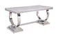 ACME Zander Dining Table, White Printed Faux Marble & Mirrored Silver Finish FredCo