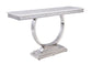 ACME Zander Sofa Table, White Printed Faux Marble & Mirrored Silver Finish FredCo