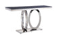 ACME Zasir Sofa Table, Gray Printed Faux Marble & Mirrored Silver Finish FredCo
