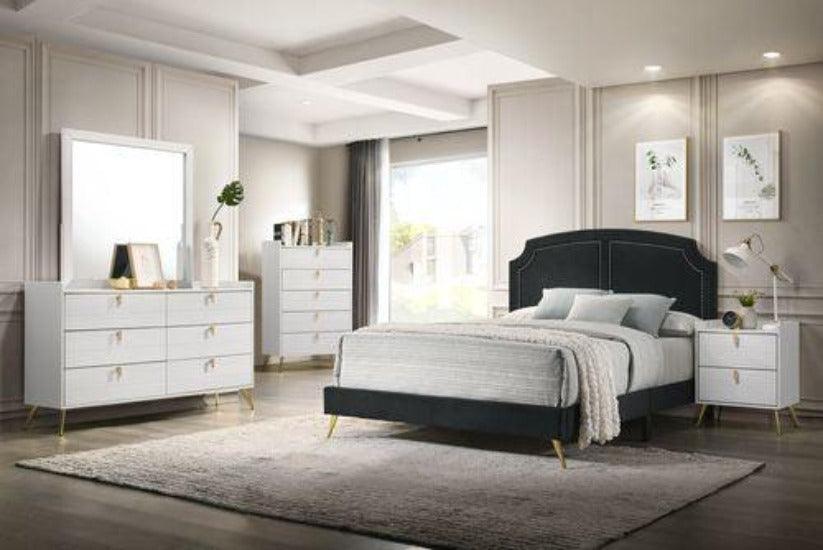 ACME Zeena Eastern King Bed, Black Velvet FredCo