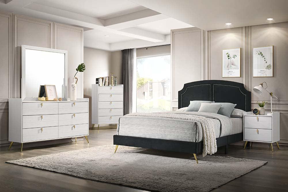 ACME Zeena Queen Bed, Black Velvet FredCo