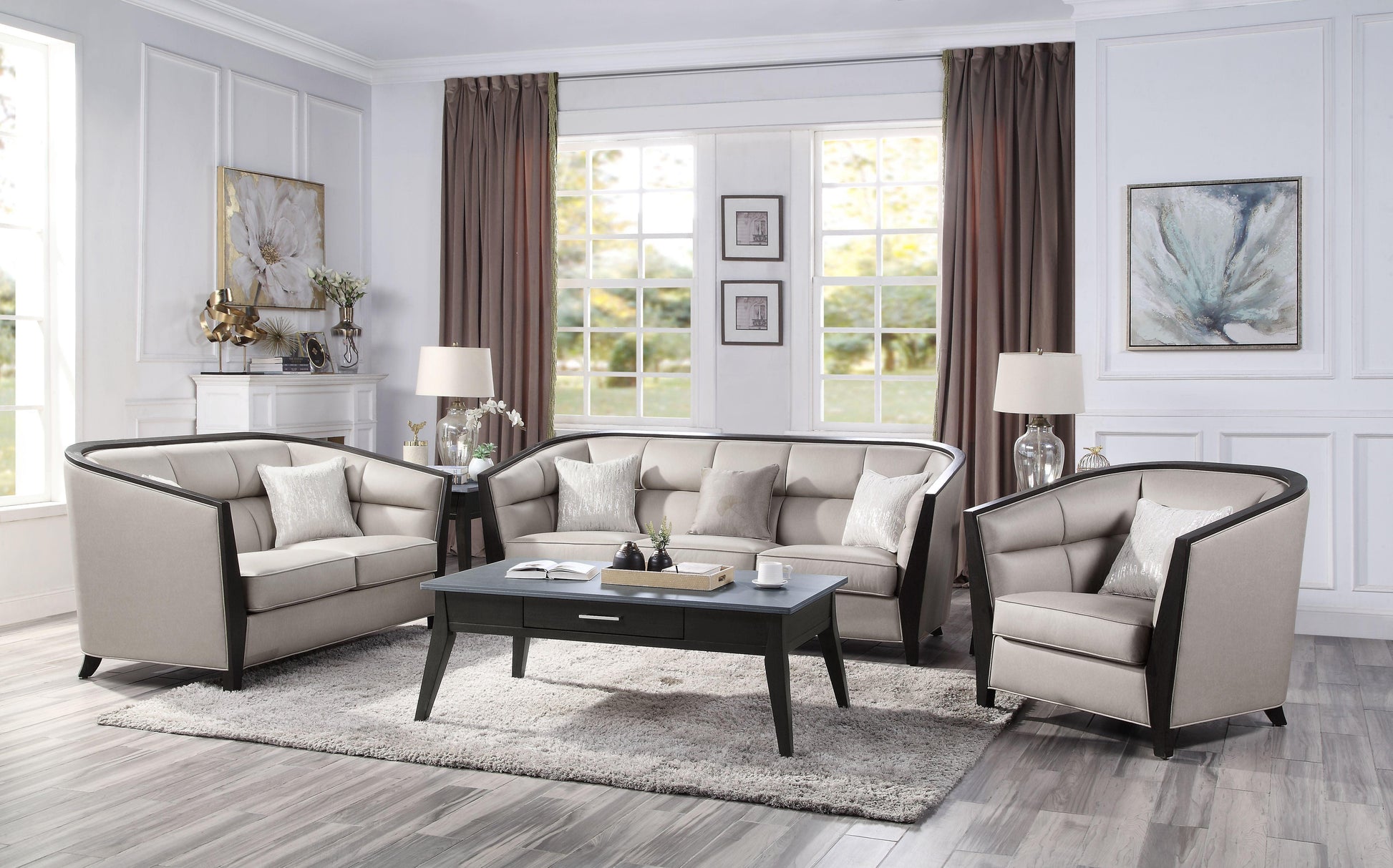 ACME Zemocryss Chair w/pillow, Beige Fabric FredCo