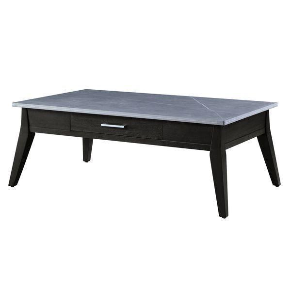 ACME Zemocryss Coffee Table, Sintered Stone Top & Dark Brown Finish FredCo