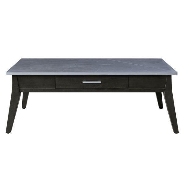 ACME Zemocryss Coffee Table, Sintered Stone Top & Dark Brown Finish FredCo
