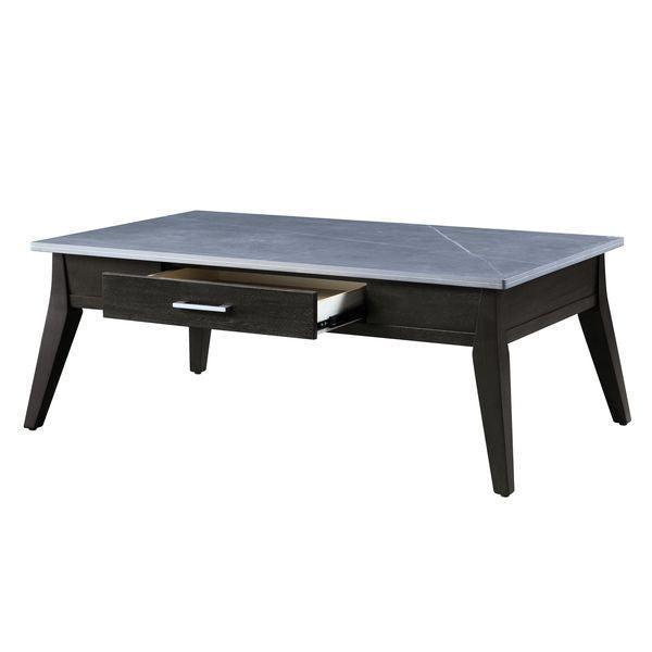 ACME Zemocryss Coffee Table, Sintered Stone Top & Dark Brown Finish FredCo
