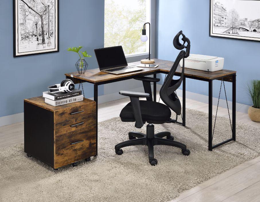 ACME Zetri Writing Desk, Weathered Oak & Black Finish FredCo