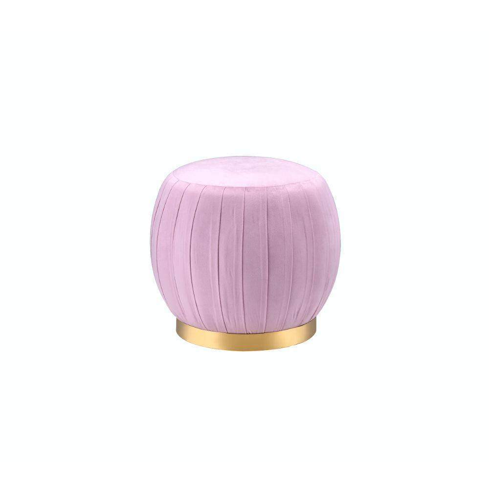 ACME Zinnia Ottoman, Pink Carnation Velvet & Gold FredCo