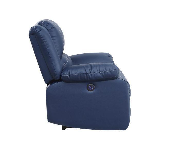 ACME Zuriel Power Motion Loveseat, Blue PU FredCo