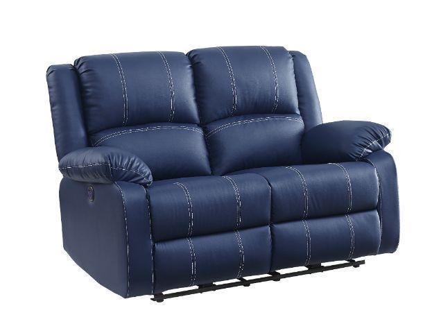ACME Zuriel Power Motion Loveseat, Blue PU FredCo