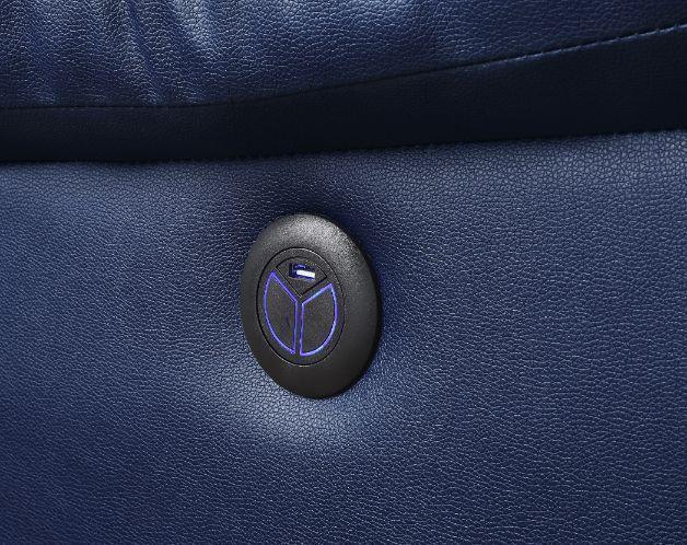 ACME Zuriel Power Motion Sofa, Blue PU FredCo