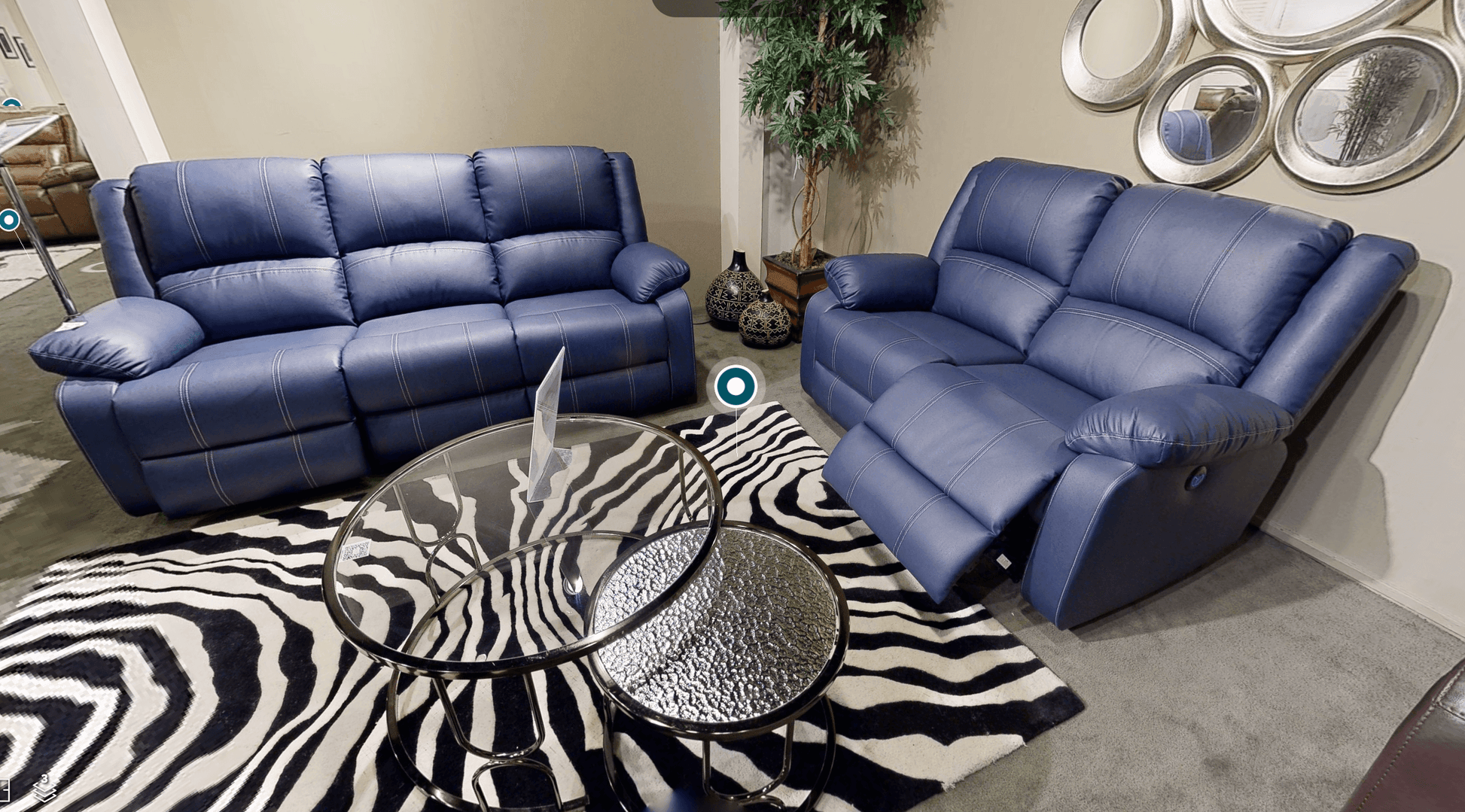 ACME Zuriel Power Motion Sofa, Blue PU FredCo