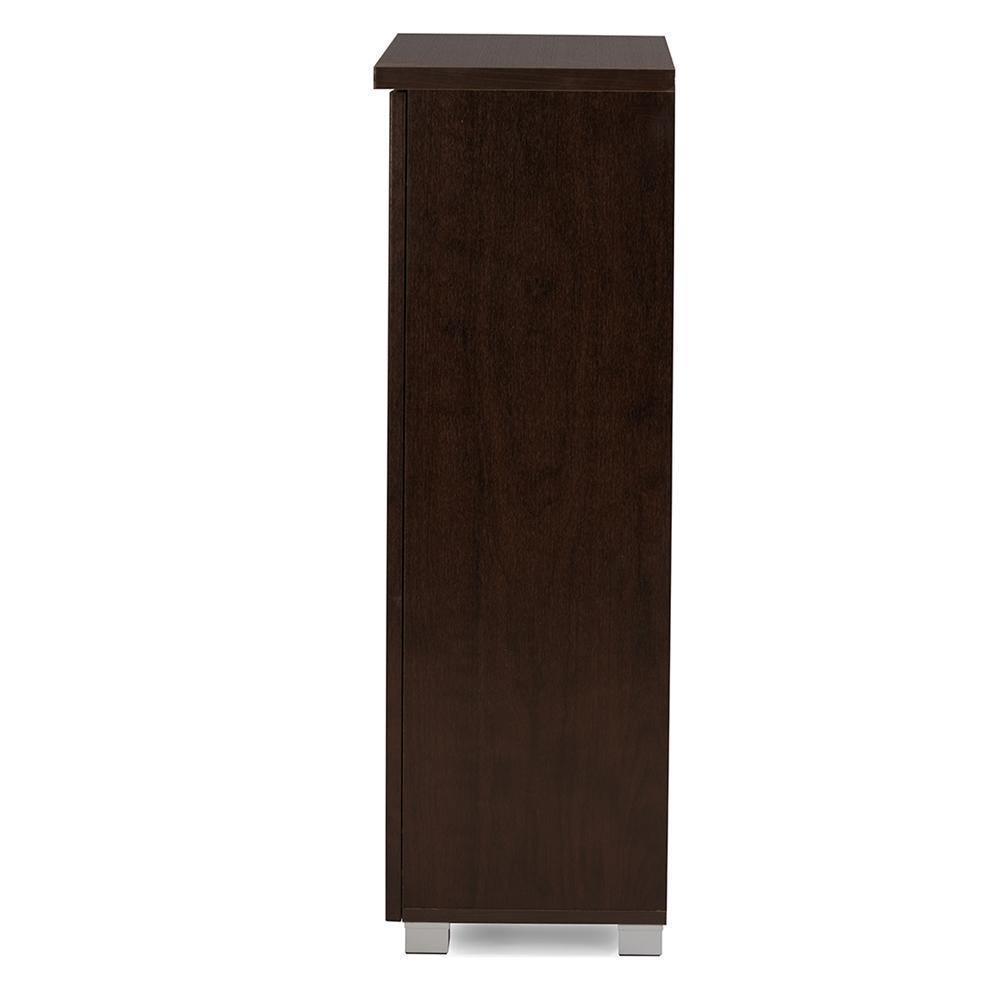 Adalwin Modern and Contemporary 2-Door Dark Brown Wooden Entryway Shoes Storage Cabinet FredCo