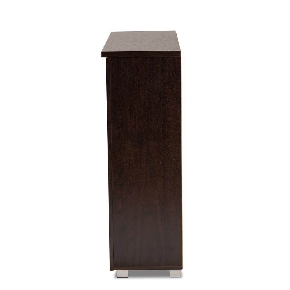 Adalwin Modern and Contemporary 3-Door Dark Brown Wooden Entryway Shoes Storage Cabinet FredCo