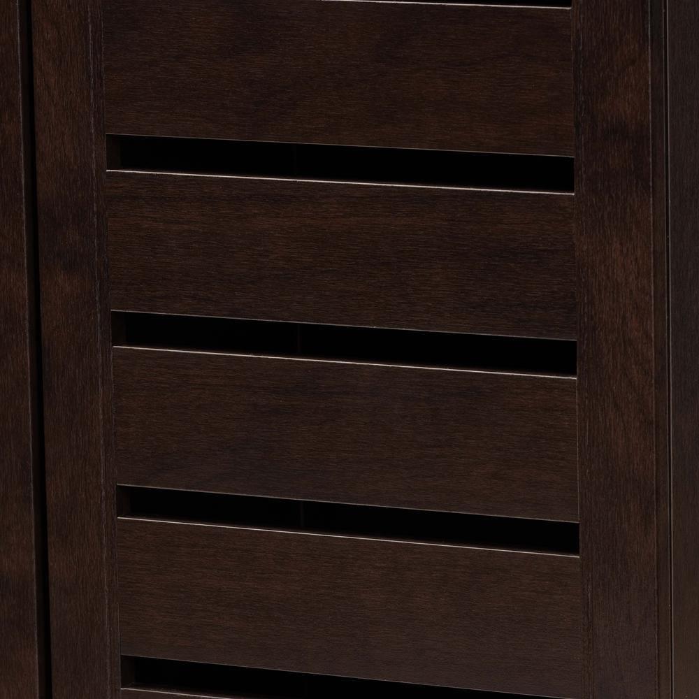 Adalwin Modern and Contemporary 3-Door Dark Brown Wooden Entryway Shoes Storage Cabinet FredCo