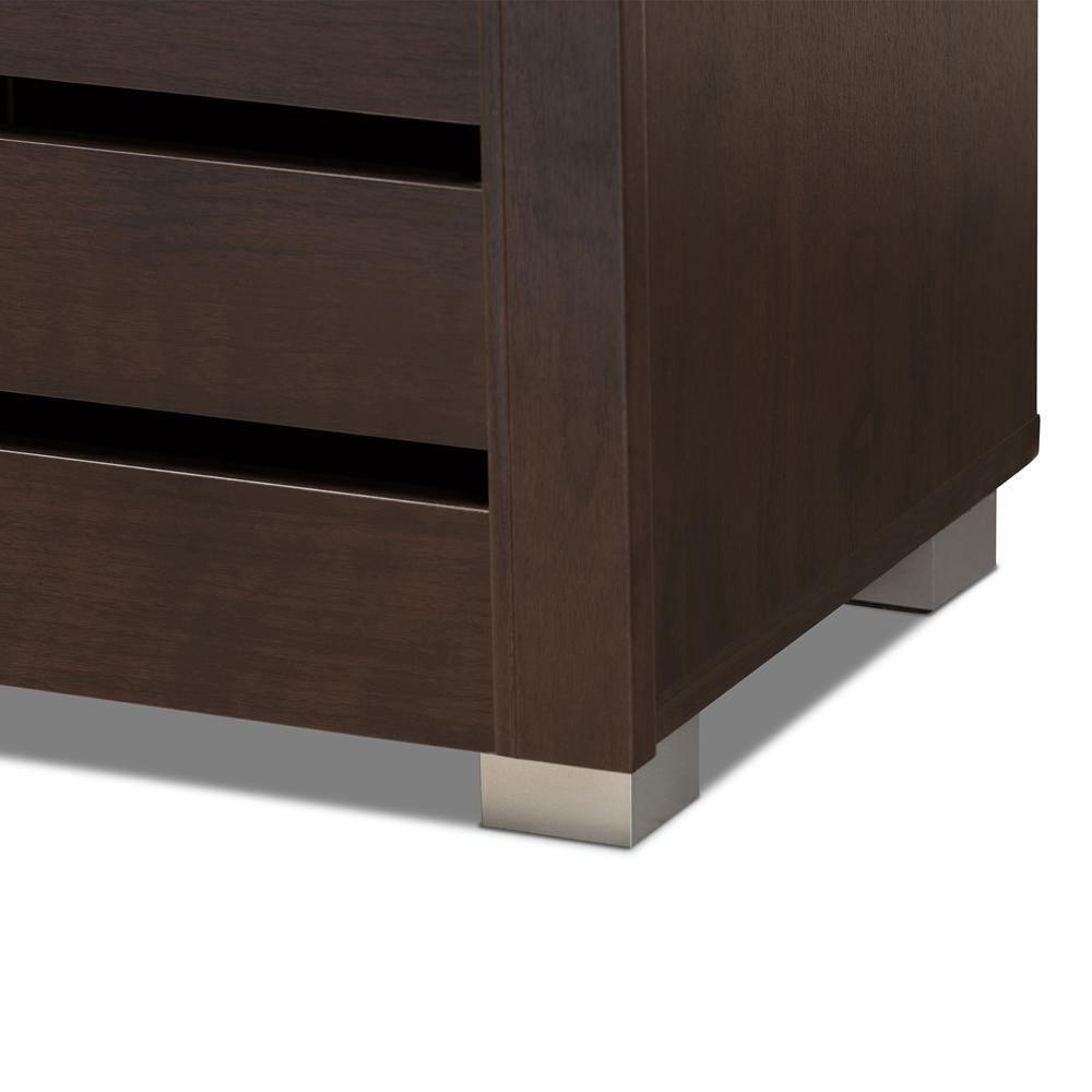 Adalwin Modern and Contemporary 3-Door Dark Brown Wooden Entryway Shoes Storage Cabinet FredCo