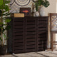 Adalwin Modern and Contemporary 3-Door Dark Brown Wooden Entryway Shoes Storage Cabinet FredCo