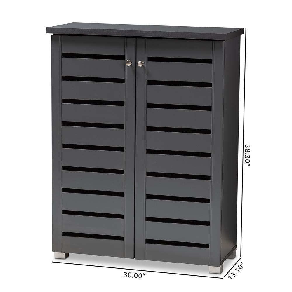 Adalwin Modern and Contemporary Dark Gray 2-Door Wooden Entryway Shoe Storage Cabinet FredCo