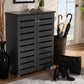 Adalwin Modern and Contemporary Dark Gray 2-Door Wooden Entryway Shoe Storage Cabinet FredCo