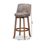 Adams Modern Transitional Distressed Grey Fabric Upholstered and Walnut Brown Finished Wood 2-Piece Bar Stool Set FredCo