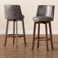 Adams Modern Transitional Distressed Grey Fabric Upholstered and Walnut Brown Finished Wood 2-Piece Bar Stool Set FredCo