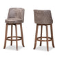 Adams Modern Transitional Distressed Grey Fabric Upholstered and Walnut Brown Finished Wood 2-Piece Bar Stool Set FredCo