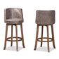Adams Modern Transitional Distressed Grey Fabric Upholstered and Walnut Brown Finished Wood 2-Piece Bar Stool Set FredCo
