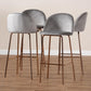Addie Luxe and Glam Grey Velvet Fabric Upholstered and Rose Gold Finished 4-Piece Bar Stool Set FredCo