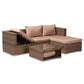 Addison Modern and Contemporary Light Brown Finished 3-Piece Rattan Patio Set with Adjustable Recliner FredCo