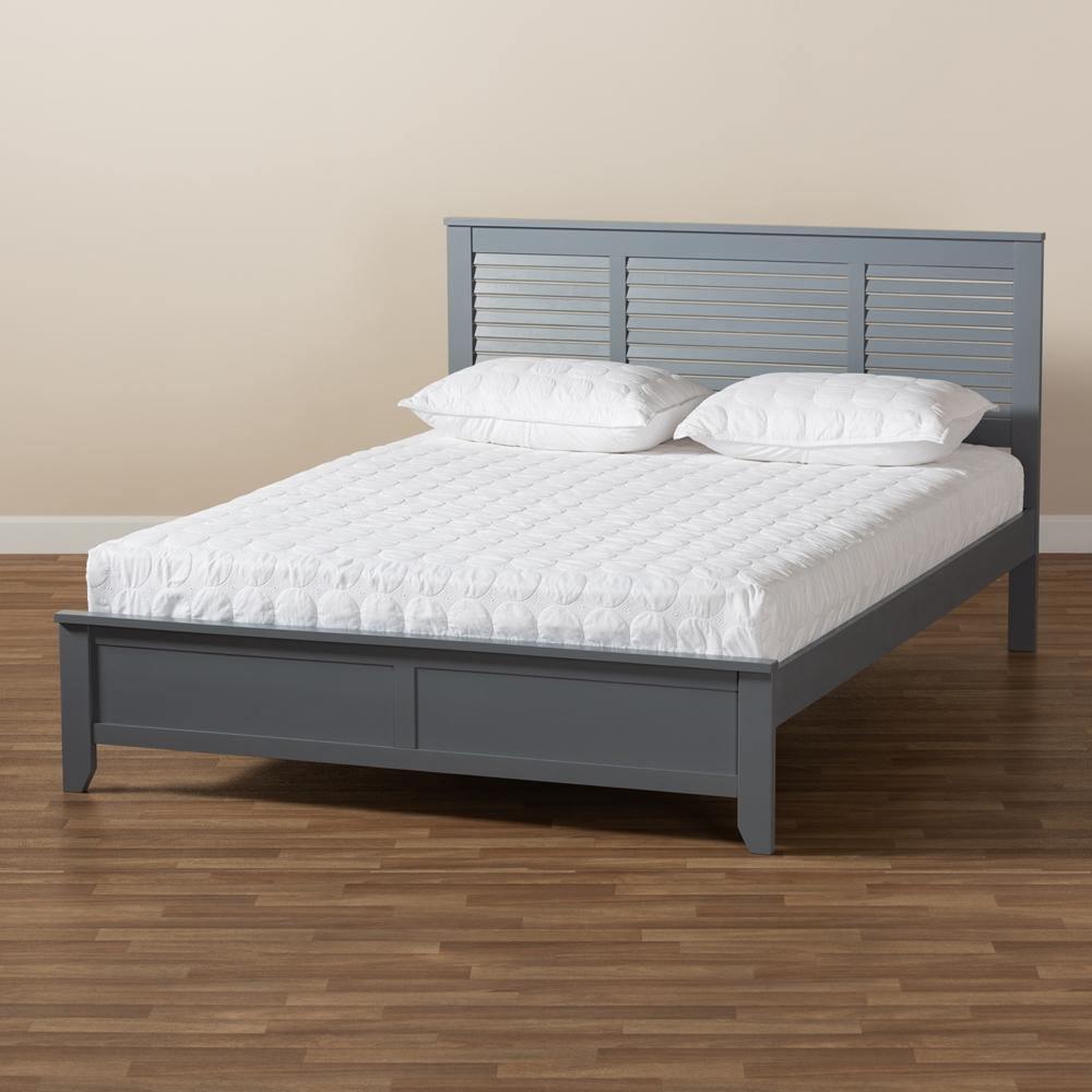 Adela Modern and Contemporary Grey Finished Wood Queen Size Platform Bed FredCo
