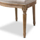Adelia French Vintage Cottage Weathered Oak Finish Wood and Beige Fabric Upholstered Dining Side Chair with Round Cane Back FredCo
