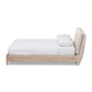 Adelia Mid-Century Light Beige Whitewash Queen Size Platform Bed FredCo