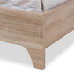 Adelia Mid-Century Light Beige Whitewash Queen Size Platform Bed FredCo