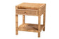 Adelia Modern Bohemian Natural Rattan and Mahogany Wood 1-Drawer Nightstand FredCo